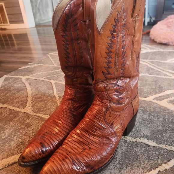 Dan Post leather and lizard skin cowboy boots - Picture 4 of 9
